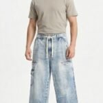 7 Pockets Men Blue Denim Acid Wash Baggy Jeans Loose Fit | Trendy Wide Leg Streetwear Jeans | Casual Fashion Pants