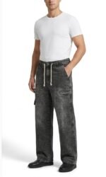 7 Pockets Men Denim Baggy Acid Wash Jeans Loose Fit Style | Trendy Wide Leg Cargo Look Pants | Casual Streetwear Trousers - Image 3