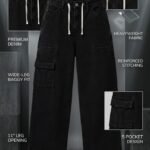 Men Black Denim Baggy Jeans Loose Fit | Trendy Wide Leg Streetwear Jeans | Casual Fashion Pants