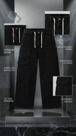 Men Black Denim Baggy Jeans Loose Fit | Trendy Wide Leg Streetwear Jeans | Casual Fashion Pants - Image 4